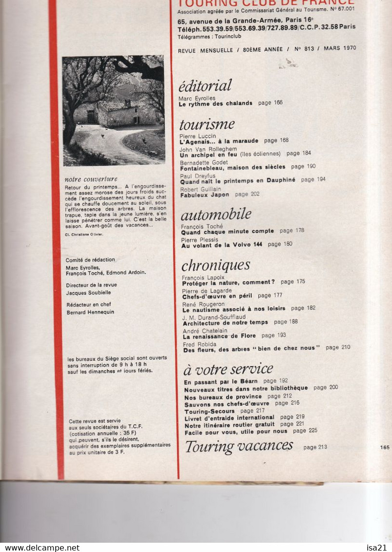 La Revue Du Touring Club 1970 Mars: Le Printemps, L'Agenais, Fontainebleau, Dauphiné, Japon, - Tourisme & Régions