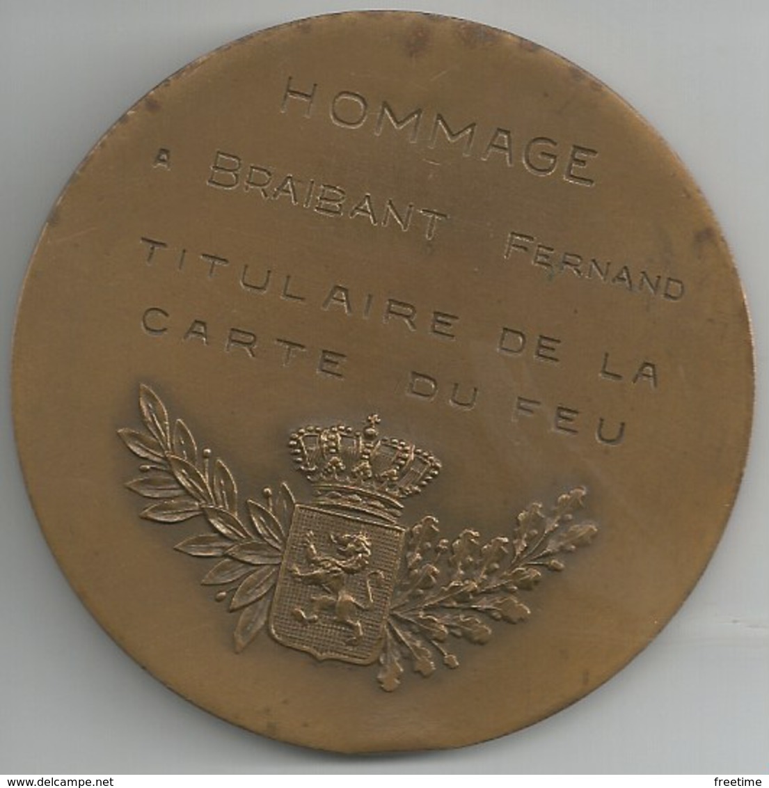 Médaille En Bronze -guerre 14-18 -hommage-titulaire Croix De Feu -diam 65mm - Autres & Non Classés