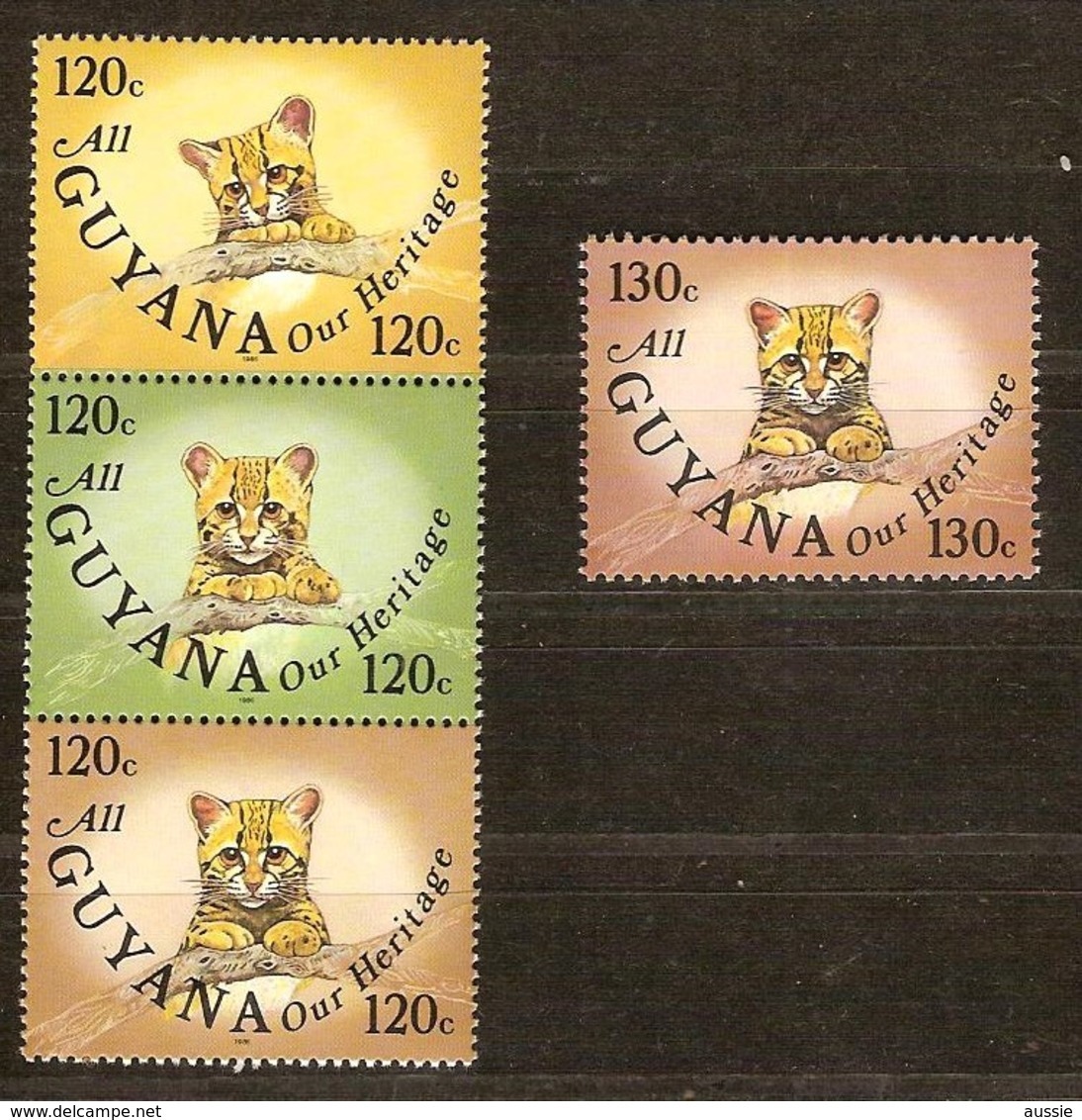 Guyana Guyane 1985 Yvertn° 1113-1116 *** MNH Cote 34 FF Faune Chats Sauvage Wilde Katten Cats - Guyane (1966-...)