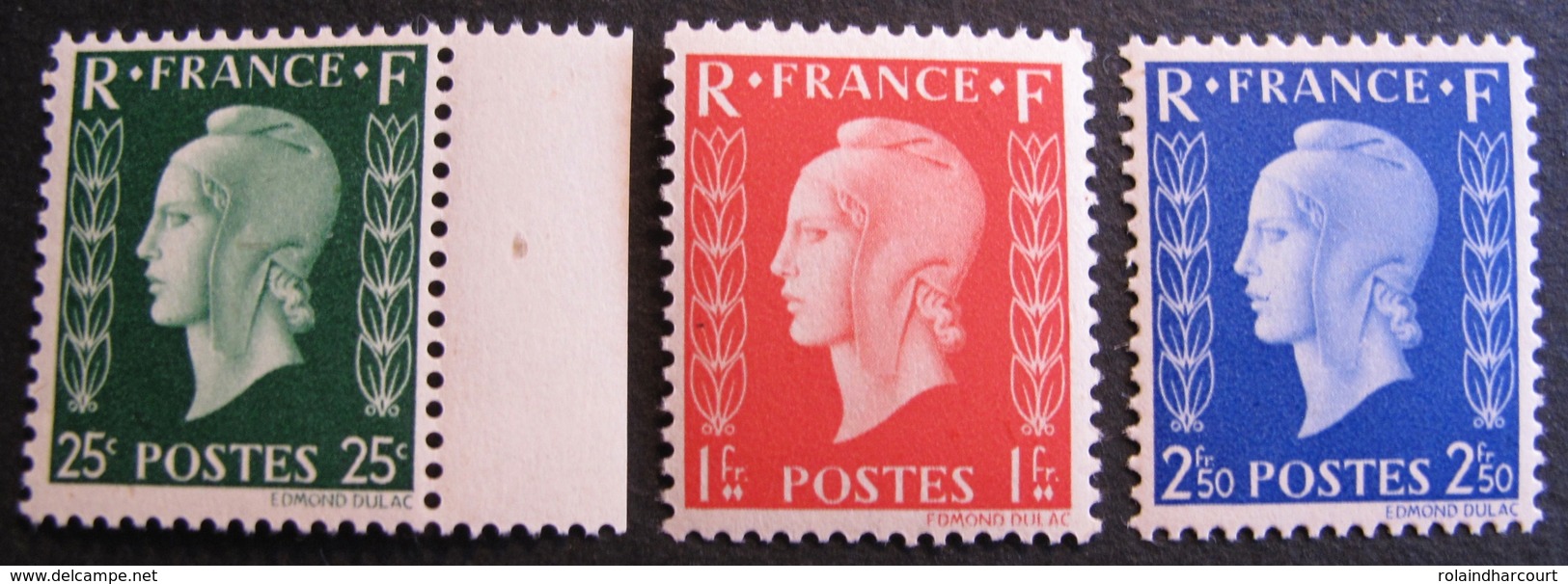R1949/8 - 1942 - MARIANNE De DULAC (SERIE COMPLETE TYPE I) N°701A à 701C NEUFS** (RARE) - Cote : 825,00 € - Neufs