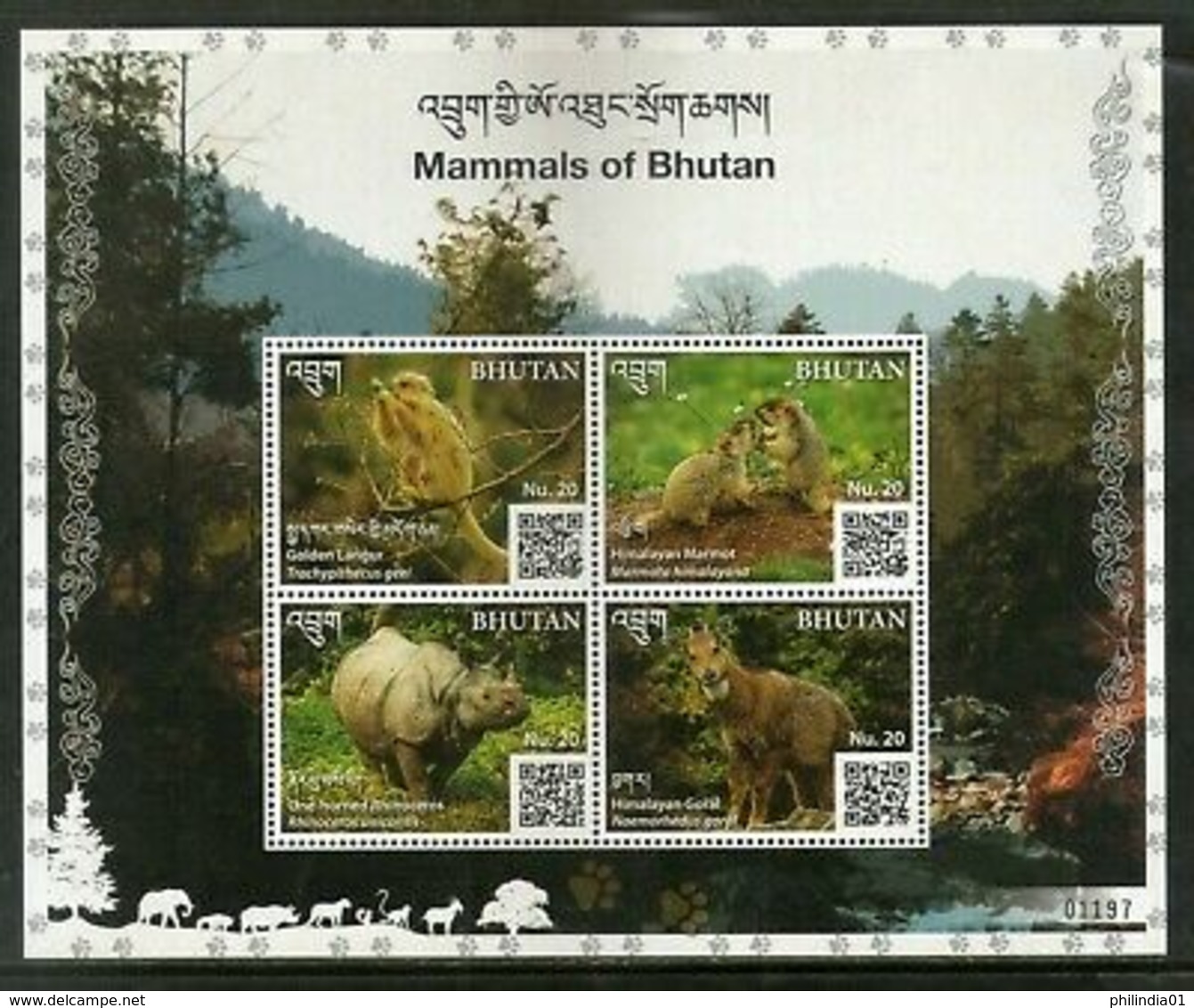 Bhutan 2019 Red Panda Wildlife Animals Species Langur Rihno Sheetlet MNH # 9089 - Bhoutan