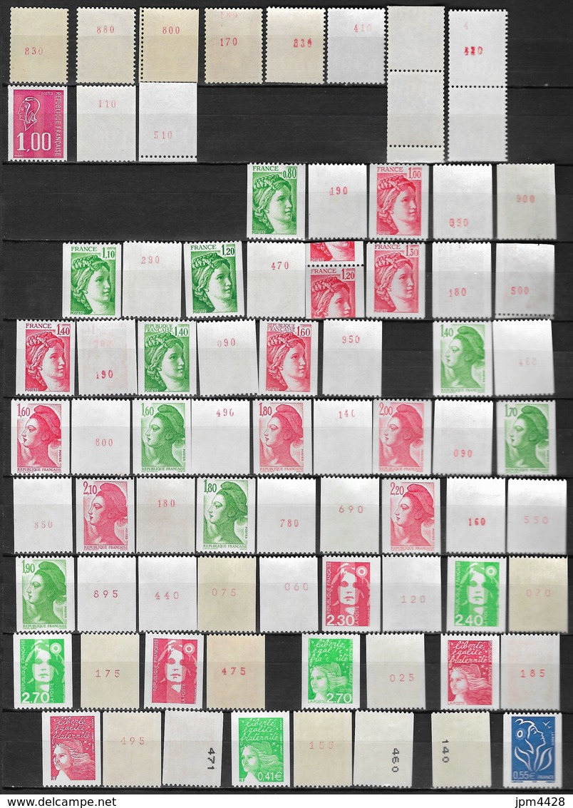 France Lot De 75 TP Timbres Roulettes Neufs **  Roulette Avec Et Sans N° . Liste N° Yvert  - Variétés -  Bon Lot Varié - Vrac (max 999 Timbres)