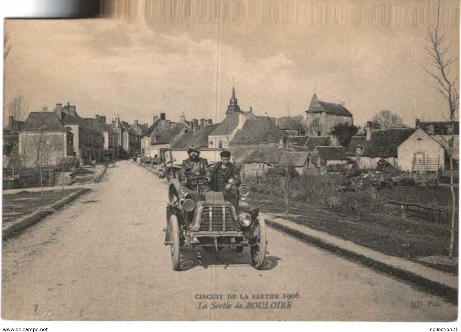 AUTOMOBILE  ....  LA SORTIE DE BOULOIRE ... CIRCUIT DE LA SARTHE 1906 - Camions & Poids Lourds