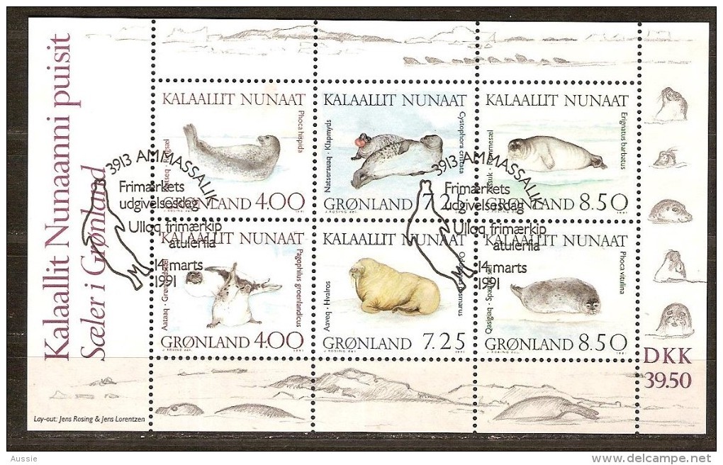 Groenland  Greenland 1991 Yvertn°  Bloc 3 (°) Used Oblitéré Cote 26 Euro Faune Marine - Blocks & Kleinbögen