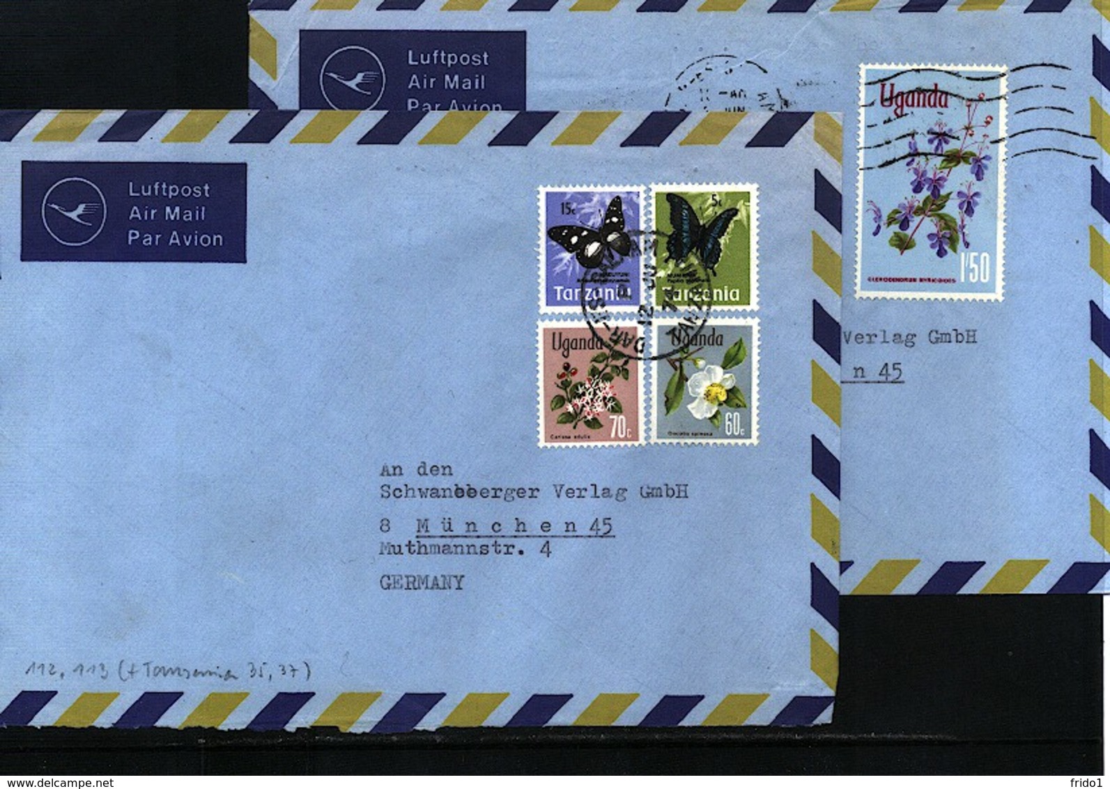 Uganda 1974 Two Interesting Airmail Letter (one With Mixed Uganda - Tanzania Postage) - Uganda (1962-...)
