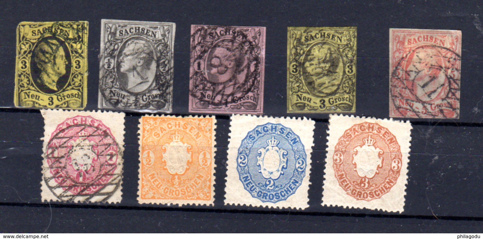 1851-67   Saxe, Fréderic-Auguste, Jean 1er, Armoirie, Entre 5 Et 17,  Cote 110 €, - Saxe