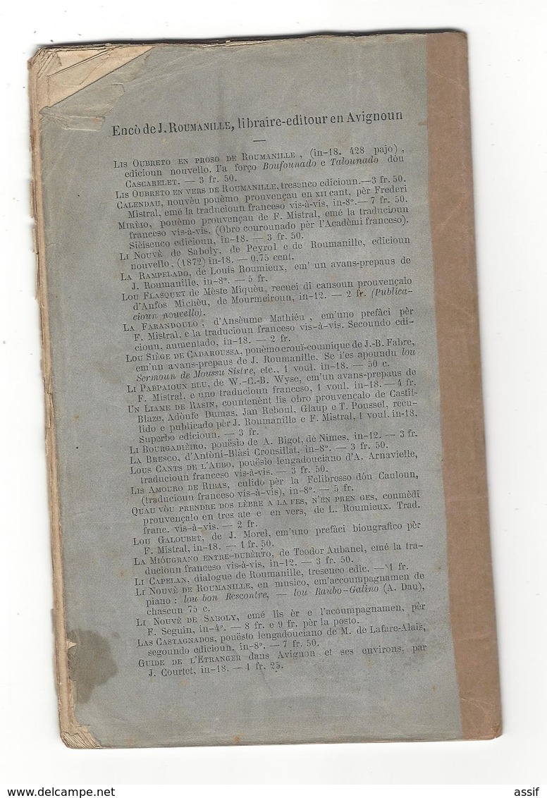 J. ROUMANILLE , Lis Entarro - Chin , Galéjado Boulegarello  ( Traducioun Franceso Vis-a-vis ) Br. In 12 , 55 P 1872 - Sonstige & Ohne Zuordnung