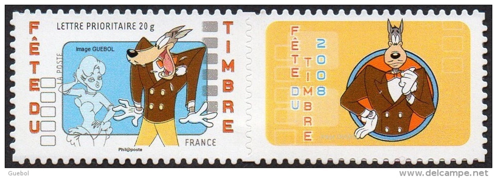 France Autoadhésif ** N°  162,A Ou 4151A  - J. Du Timbre 2008 - Tex Avery - Le Loup + Logo Personnalisé - Neufs