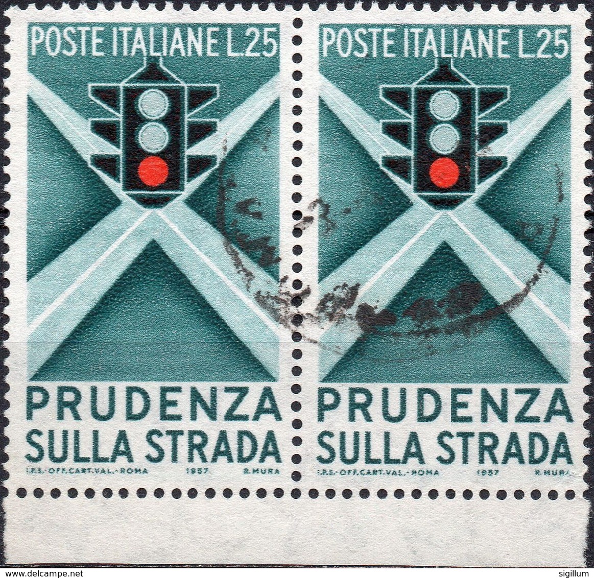 REPUBBLICA 1957 - PRUDENZA SULLA STRADA, SEMAFORO - 2 SERIE COMPLETE USATE - 1946-60: Usati