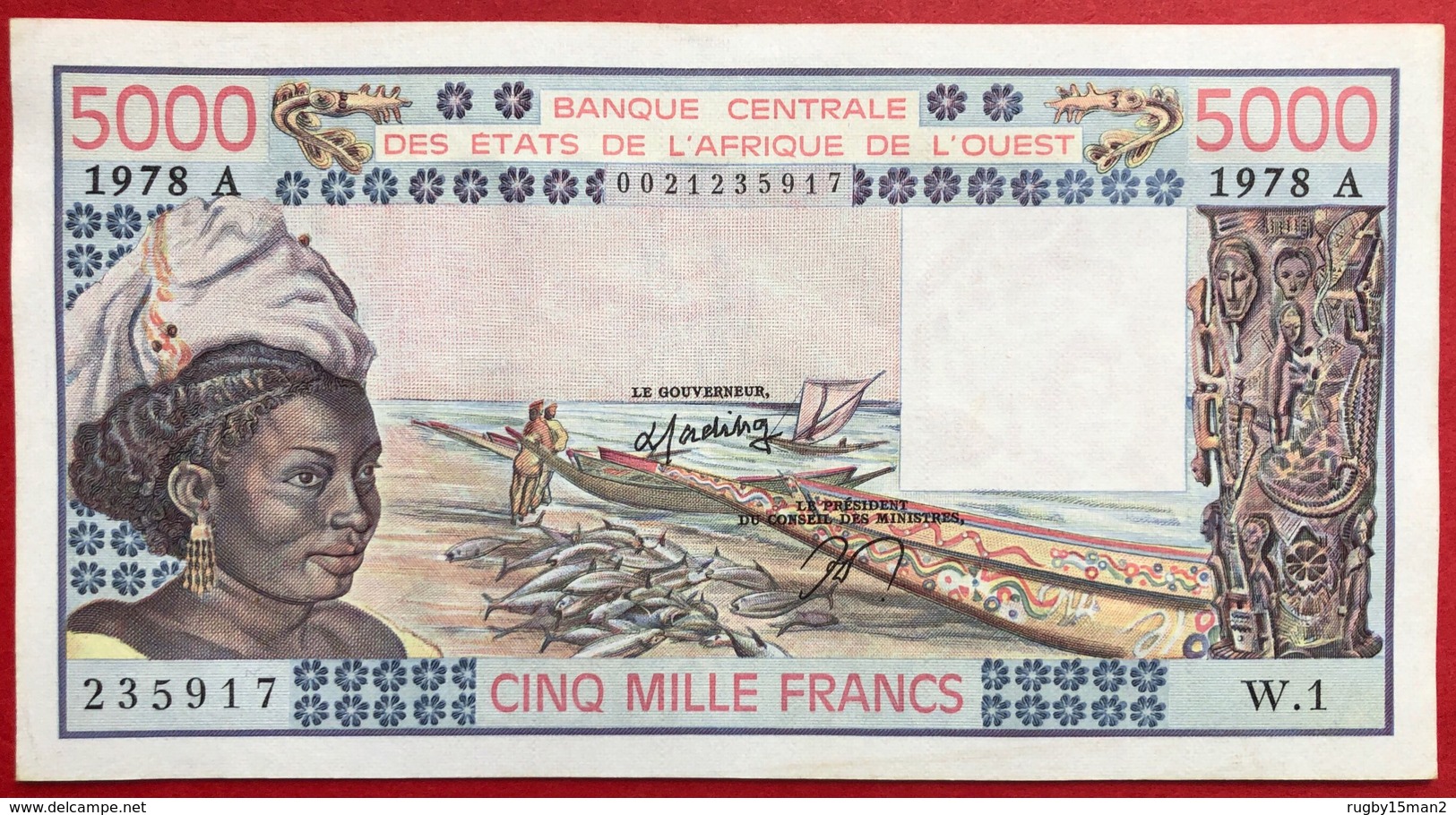 N°133 BILLET 5000 FRANCS COTE D'IVOIRE 1978 1ère DATE - Côte D'Ivoire