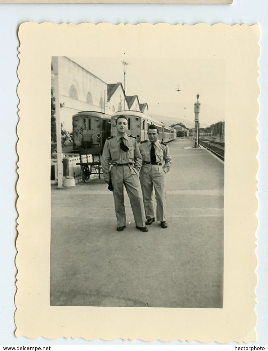 MILITAIRE BLIDA Id Dos 1955 50s Train Gare - Guerre, Militaire