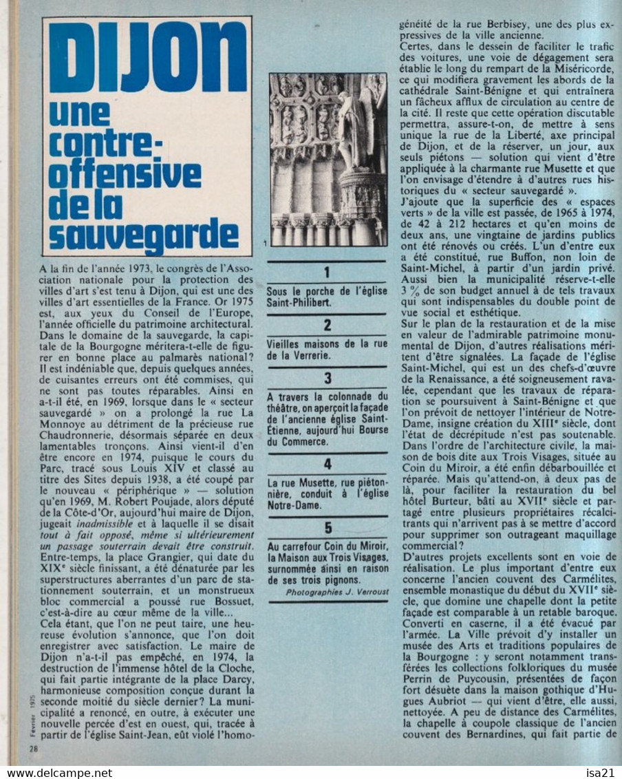 La Revue Du Touring Club 1975 Février: Carnaval En Belgique, La Bretagne, Dijon, La Gaspésie, Charance La Sologne - Tourisme & Régions