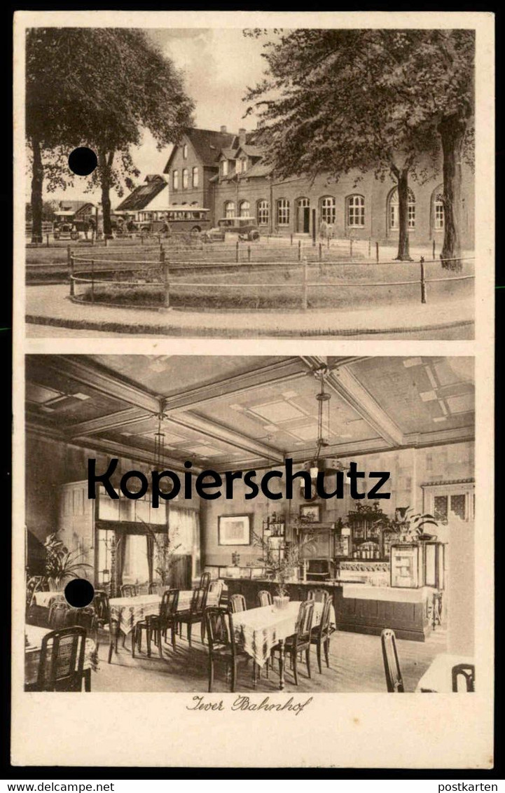 ALTE POSTKARTE JEVER BAHNHOF 1932 INNENEINRICHTUNG BAHNHOFSGASTSTÄTTE THEKE Ansichtskarte AK Postcard Cpa - Jever