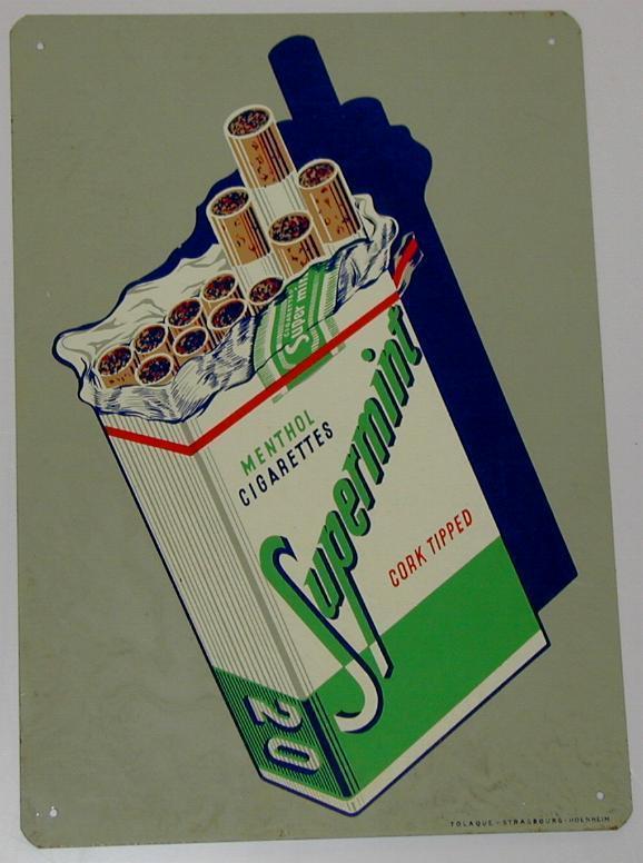 Publicité Tôle "CIGARETTES SUPERMINT" - Tabac & Cigarettes