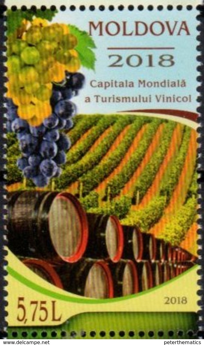 MOLDOVA, 2018, MNH, WINES, WORLD CAPITAL OF WINE TOURISM, GRAPES, 1v - Wines & Alcohols