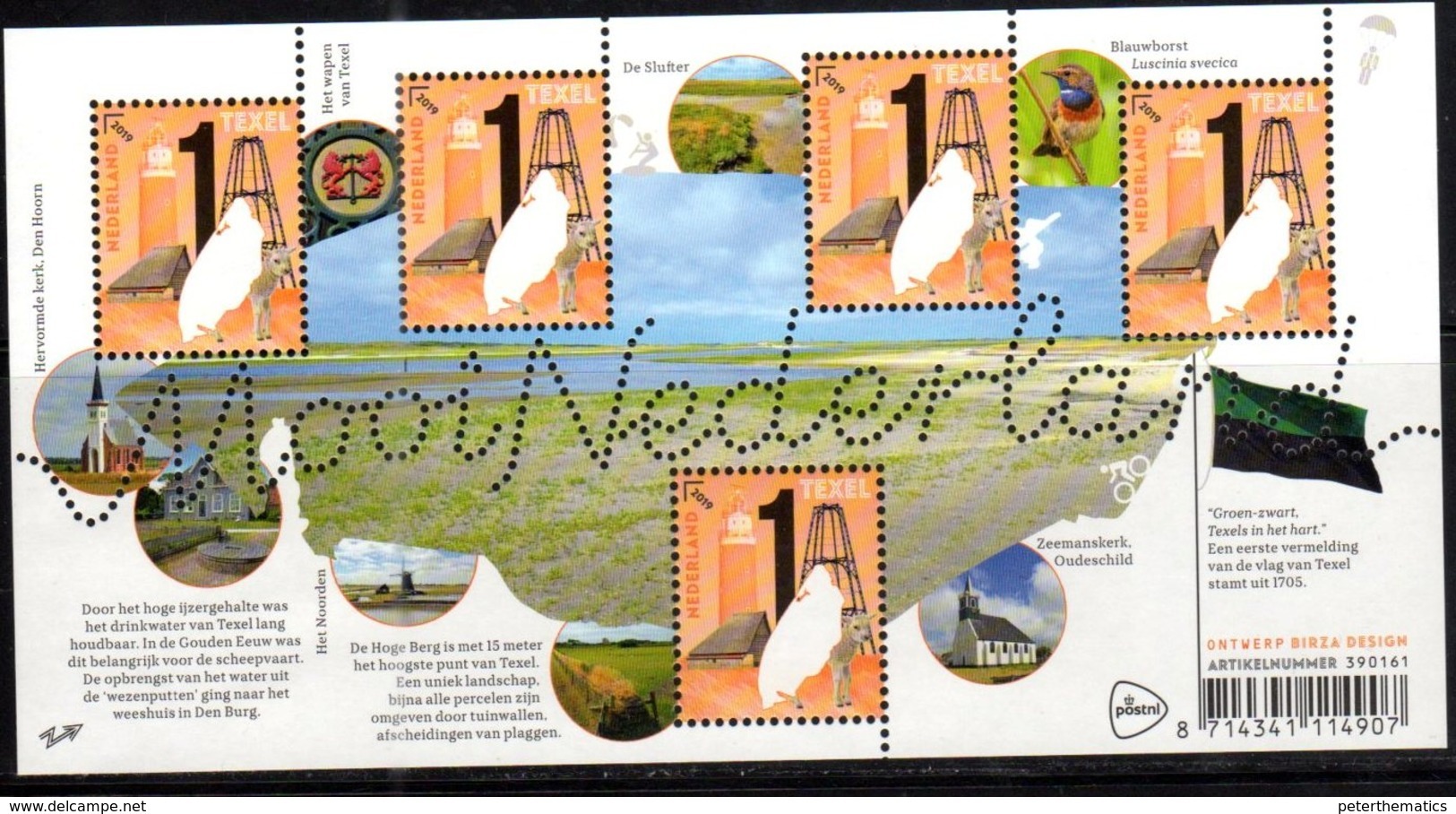 NETHERLANDS, 2018, MNH, BEAUTIFUL NETHERLANDS, TEXEL, LIGHTHOUSES, SHEEP, BIRDS, CHURCHES, SHEETLET - Geography