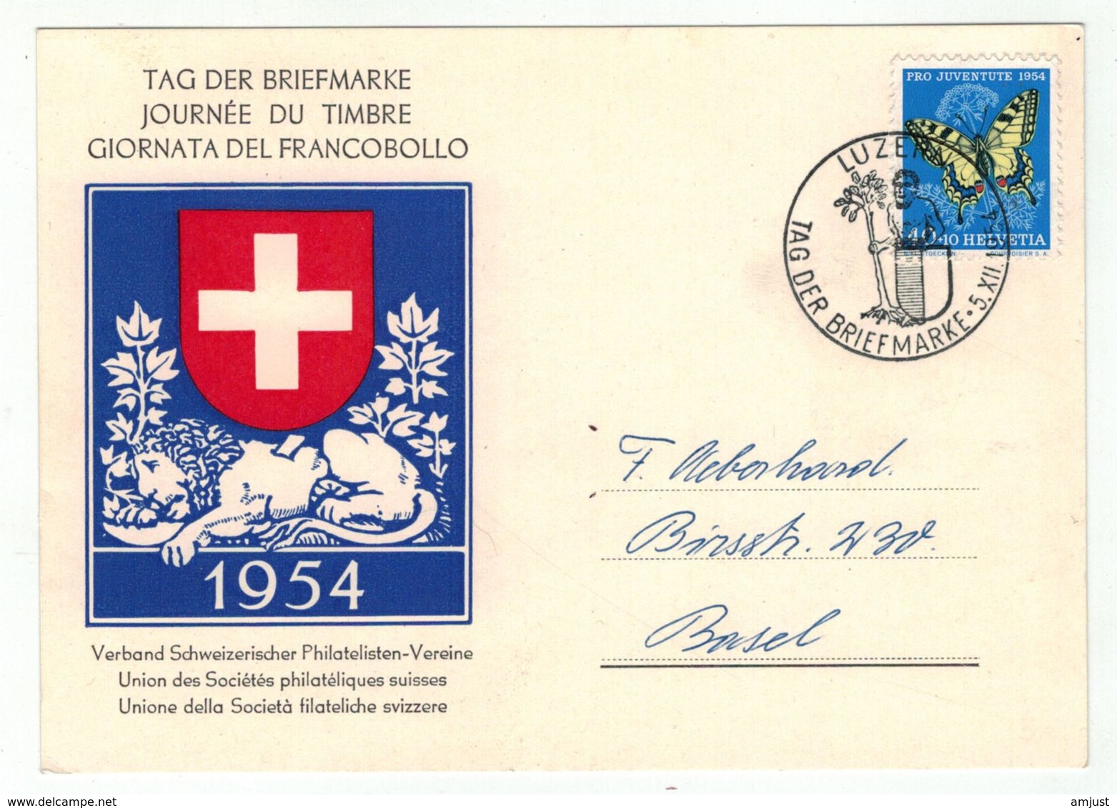 Suisse /Schweiz/Svizzera/Switzerland // Journée Du Timbre // 1954 // Carte De La Journée Du Timbre Luzern - Stamp's Day