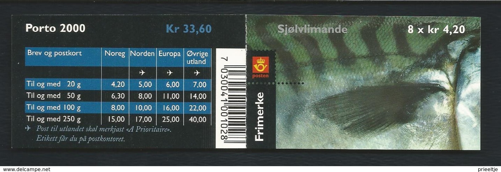 Norway 2000 Fish S.A. Booklet  Y.T. C 1307 ** - Carnets