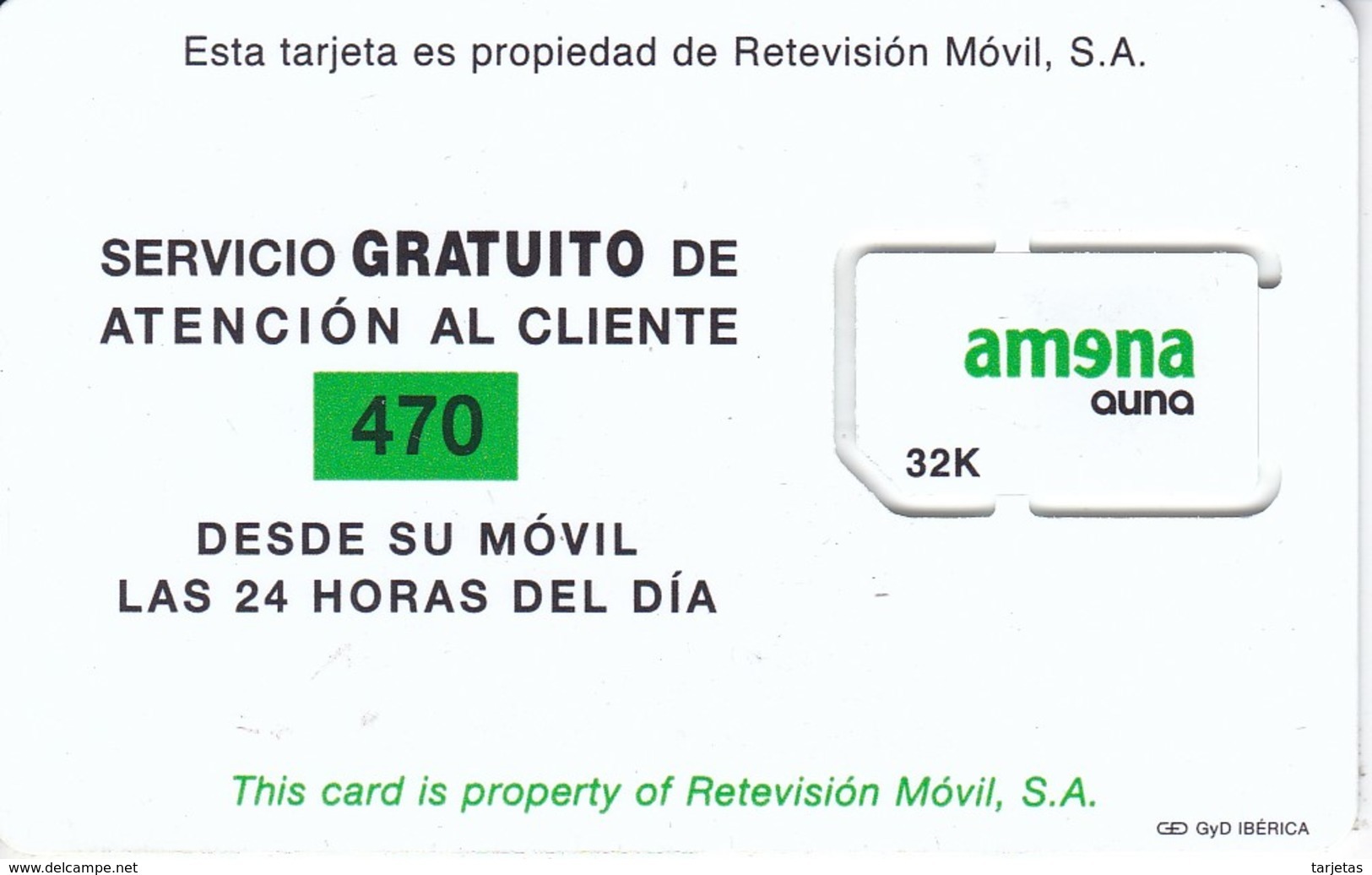 AMR-052 TARJETA DE ESPAÑA DE AMENA AUNA  GSM-SIM   32K NUEVA-MINT - Amena - Retevision