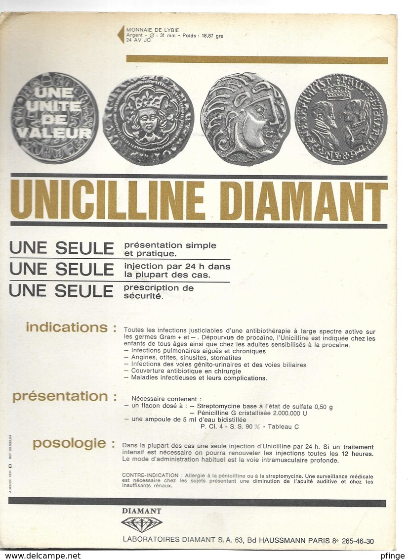 Monnaie De Lybie (24 Av JC)  - Publicité Médicale Unicilline Diamant - Specimen