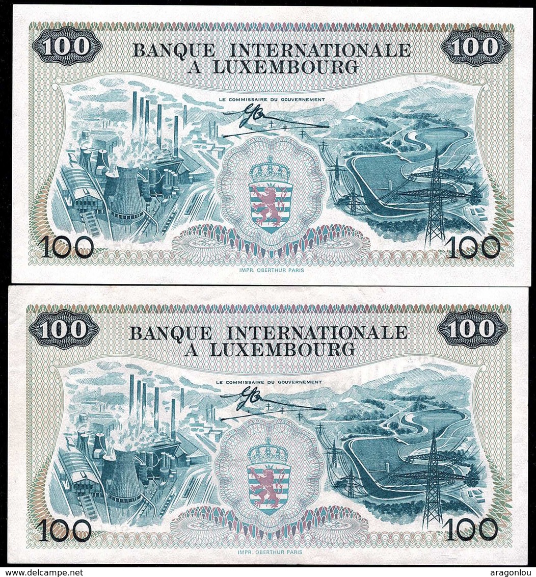 2 Billets à 100fr. Banque Internationale à Luxembourg, Neuf, Non Utilisés  2Scans - Luxembourg