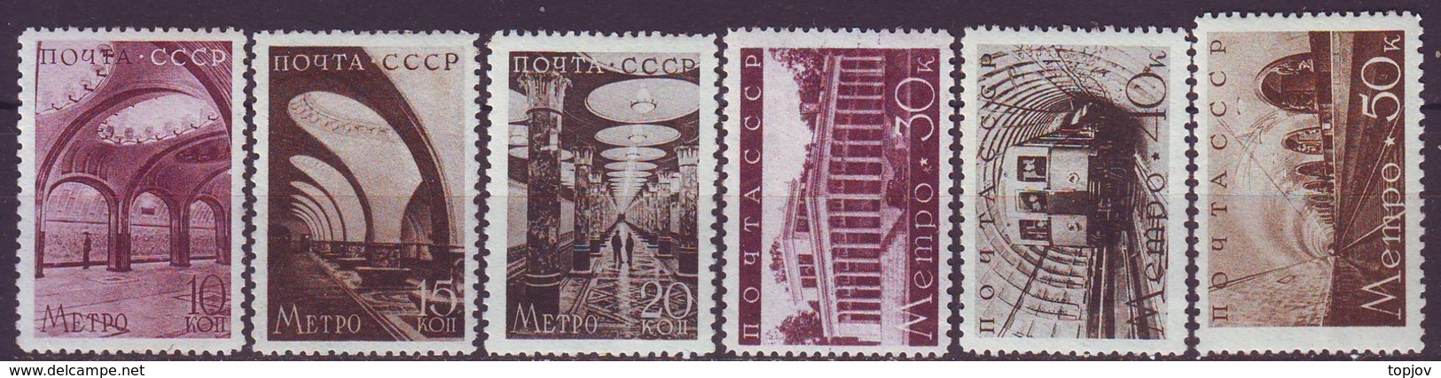 ROSSIA - RUSSIA - Mi. 646-51  MOSCOW SUBWAY STATION - **MNH - 1938 - EXELENT - Unused Stamps