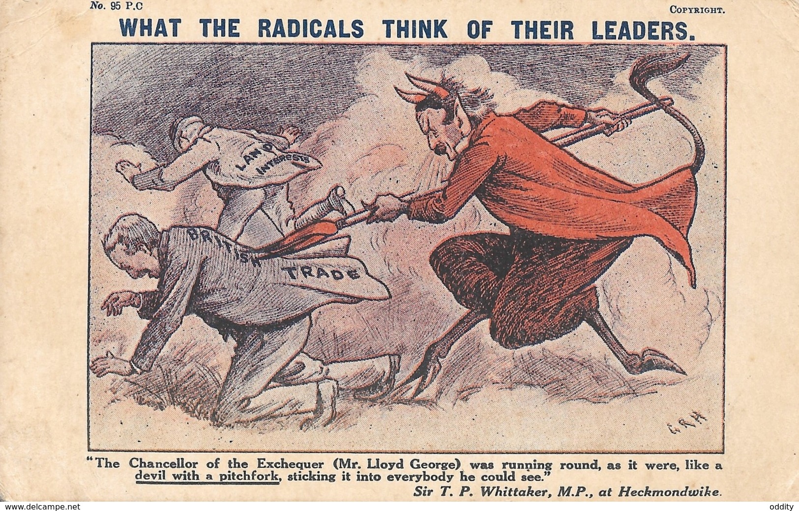 Very Rare Edwardian (Vintage) British Political Postcard "What The Radicals..." Lloyd George Conservative Party - Satira