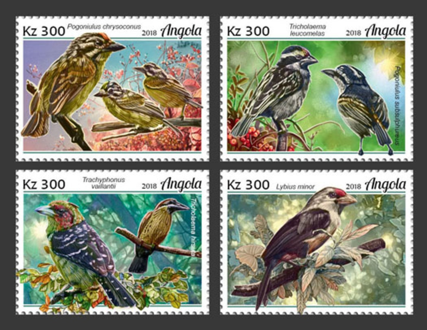 Z08 ANG18127a Angola 2018 Birds Vogel Barbets MNH ** Postfrisch - Angola