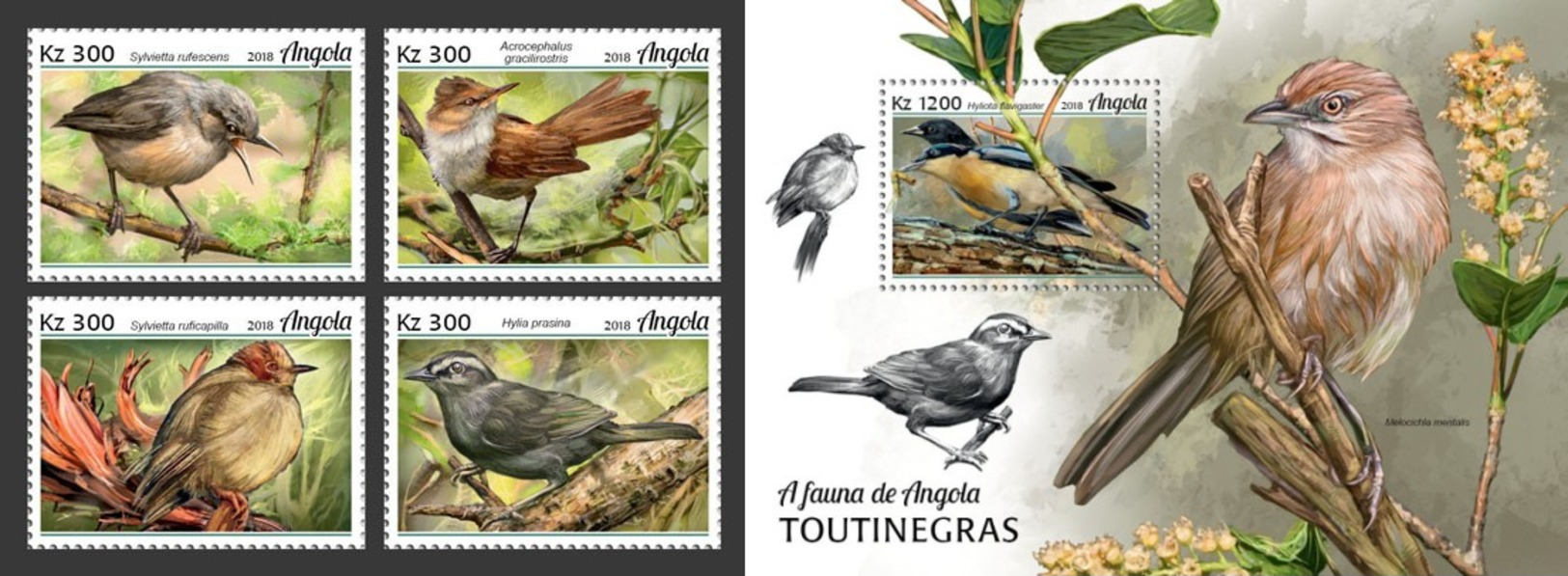 Z08 ANG18130ab Angola 2018 Birds Vogel Warblers MNH ** Postfrisch Set - Angola