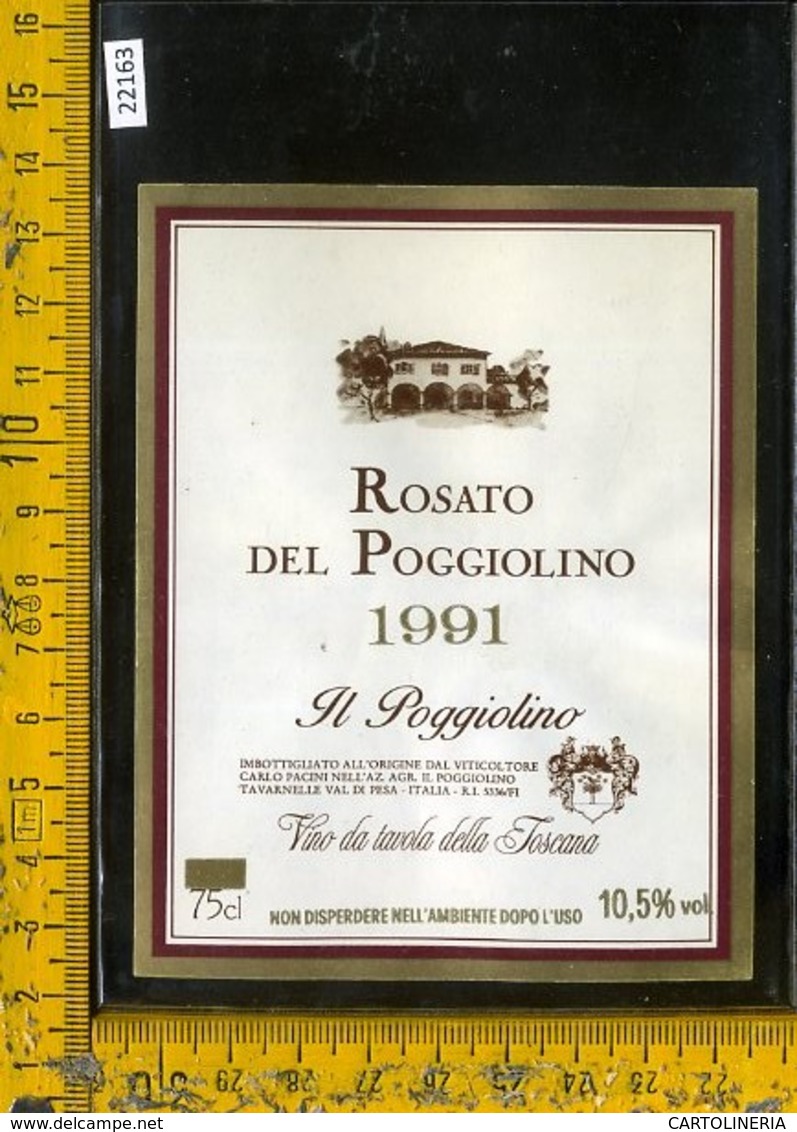 Etichetta Vino Liquore Rosato Del Poggiolino 1991-Tavarnelle Val Di Pesa FI - Altri & Non Classificati