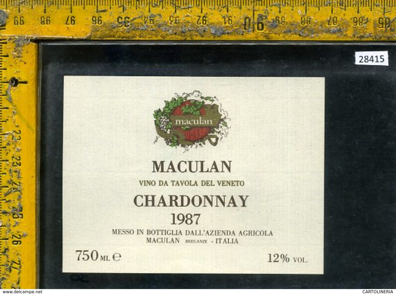 Etichetta Vino Liquore Chardonnay 1987 Maculan-Breganze - Altri & Non Classificati