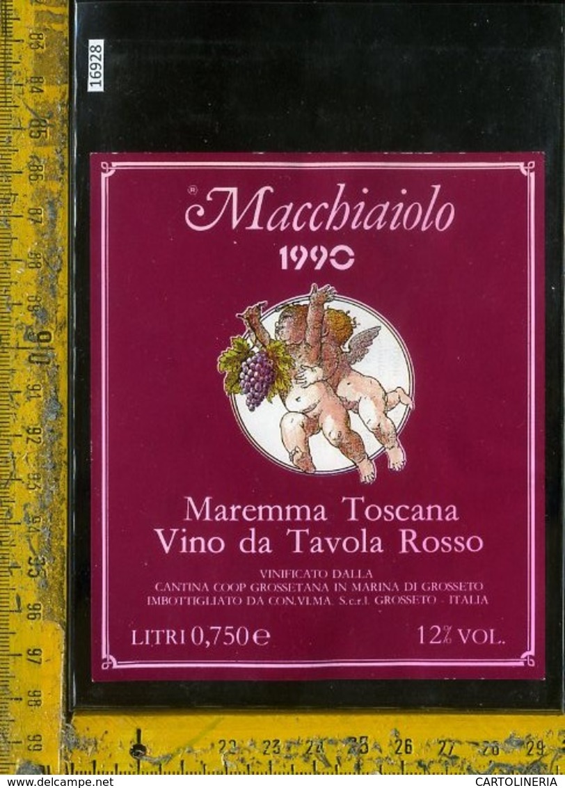 Etichetta Vino Liquore Macchiaiolo Rosso 1990-Maremma Toscana GR - Altri & Non Classificati