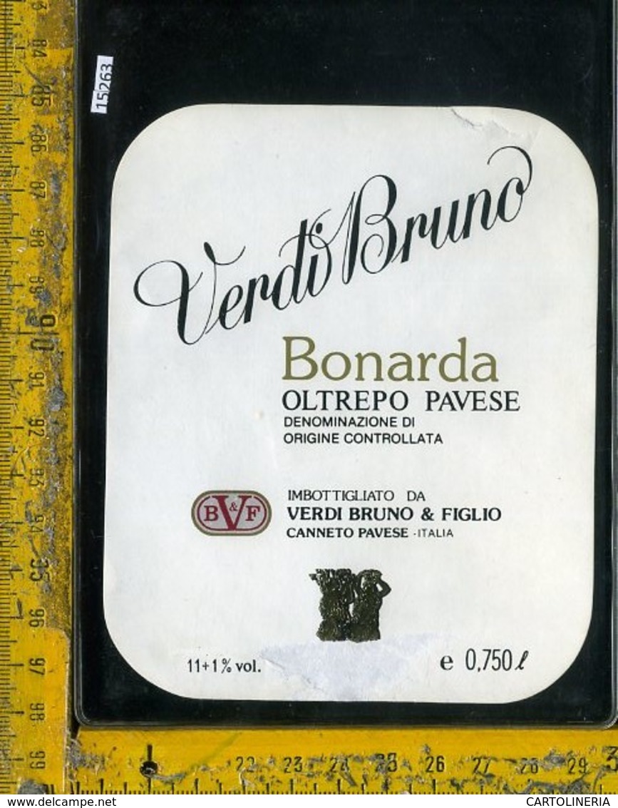 Etichetta Vino Liquore Bonarda Verdi Bruno-Canneto Pavese (taglio) - Altri & Non Classificati