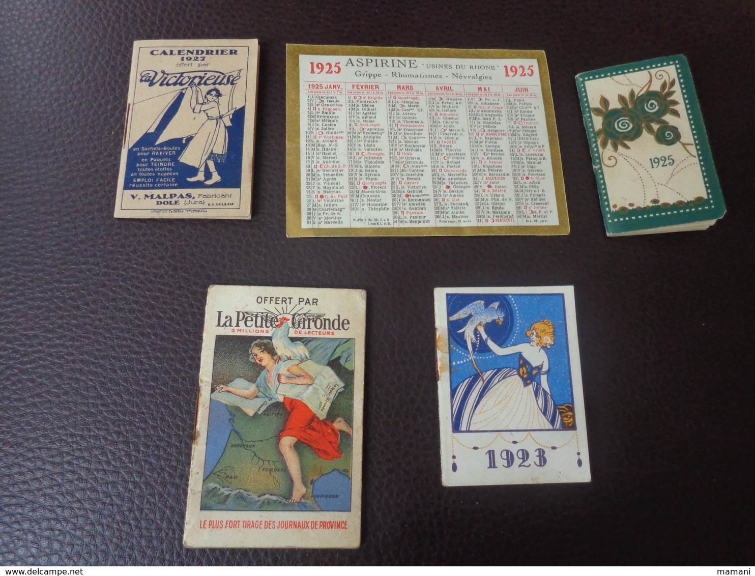 Lot Petits Calendriers Pub 1923-1926-1927-1925-la Petite Gironde-creme Eclipse-malpas A Dole-pilules Dupuis-aspirine - Autres & Non Classés