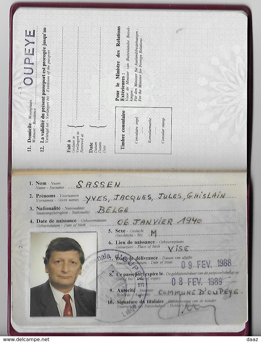 Passeport Passport Reispas  Communauté Européenne Belgique Belgium 1988 Visas Maroc Hongrie - Non Classificati