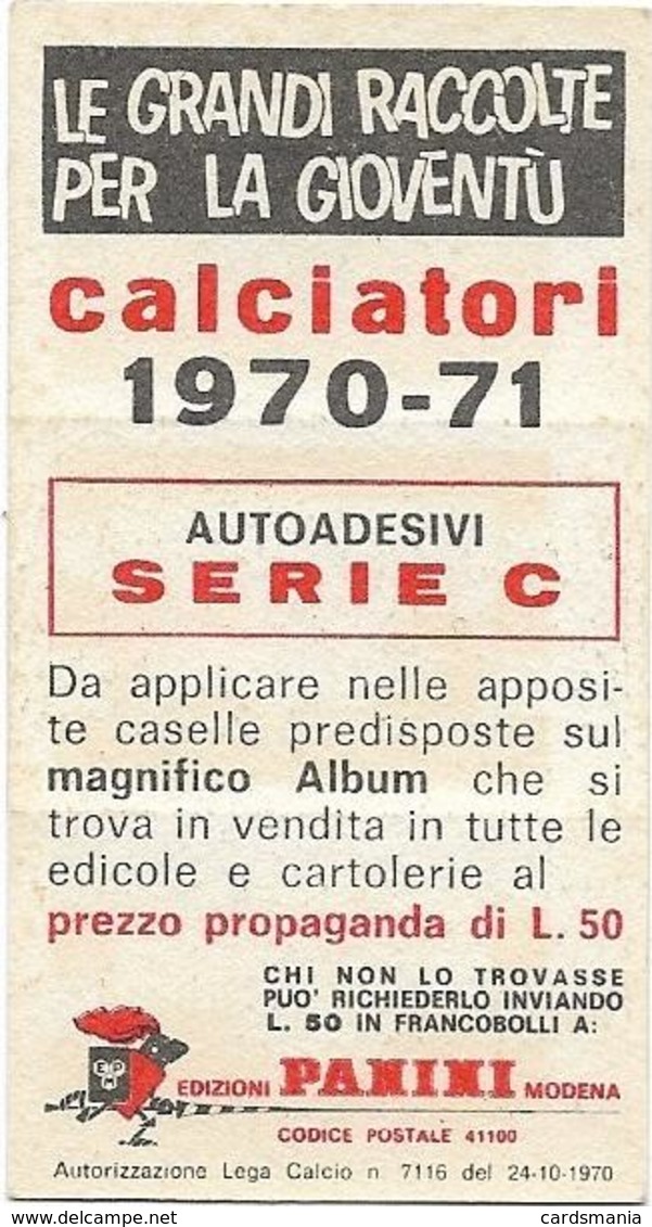 SCUDETTO SERIE C COSENZA-CROTONE-ENNA PANINI 1970/71 Nuovo Con Velina - Edizione Italiana