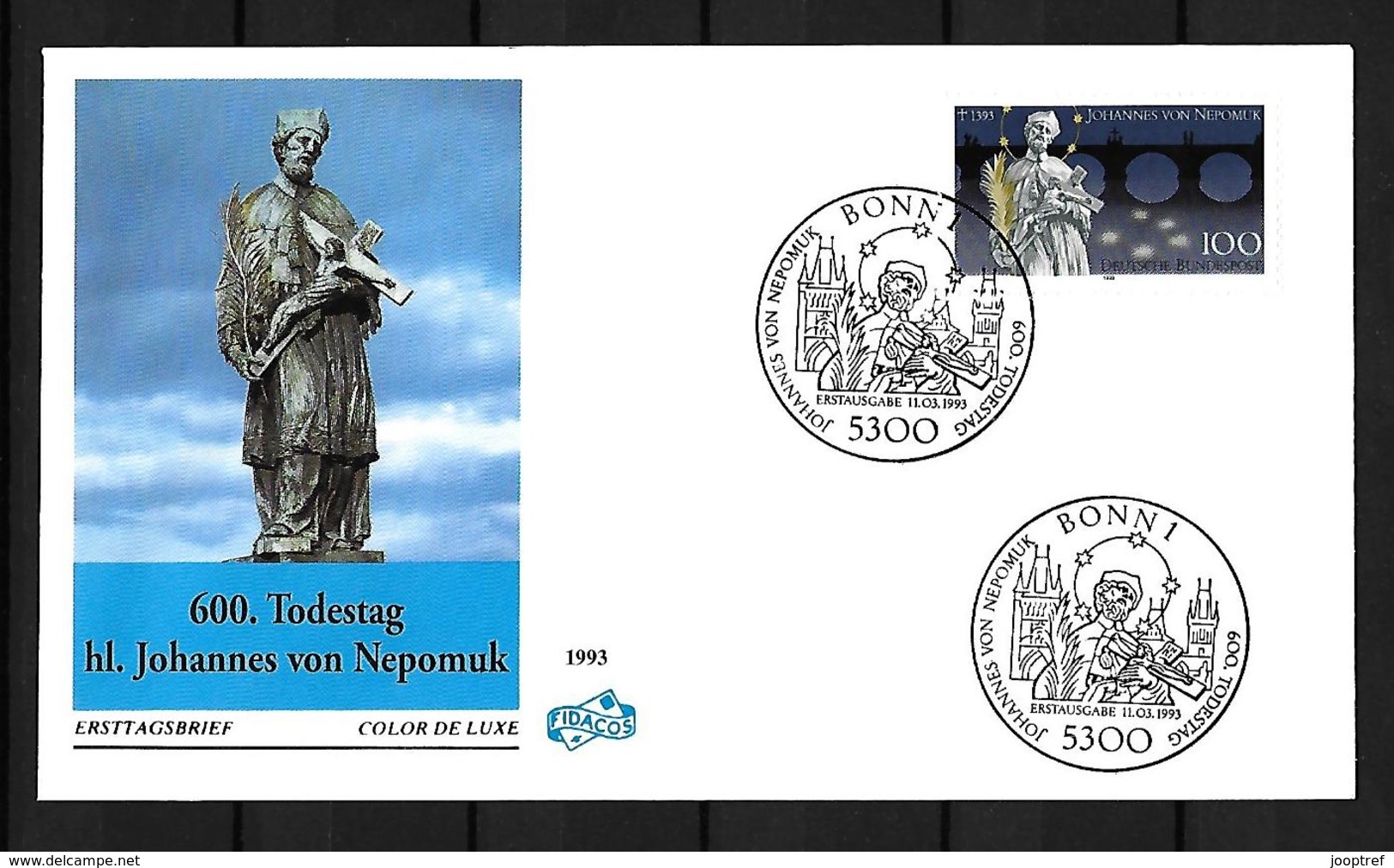 1993 Joint / Gemeinschaftsausgabe Germany, Czech Republic Slovakia, FDC GERMANY: Nepomuk - Gezamelijke Uitgaven