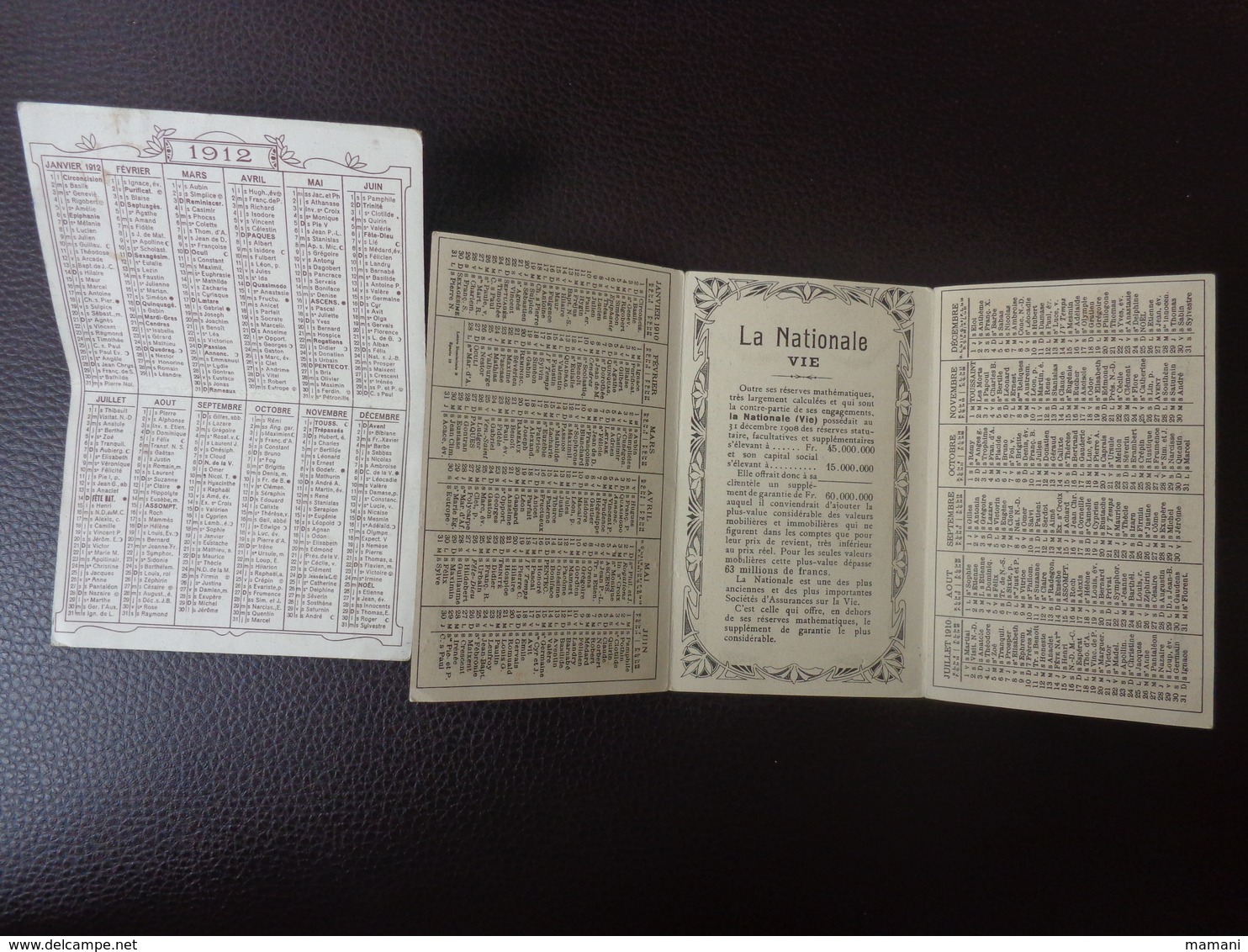 Lot Petits Calendriers Pub 1910-1912-machine A Coudre Singer La Cigale Et Le Fourmi Rochefort-la Nationale Vie Assurance - Autres & Non Classés