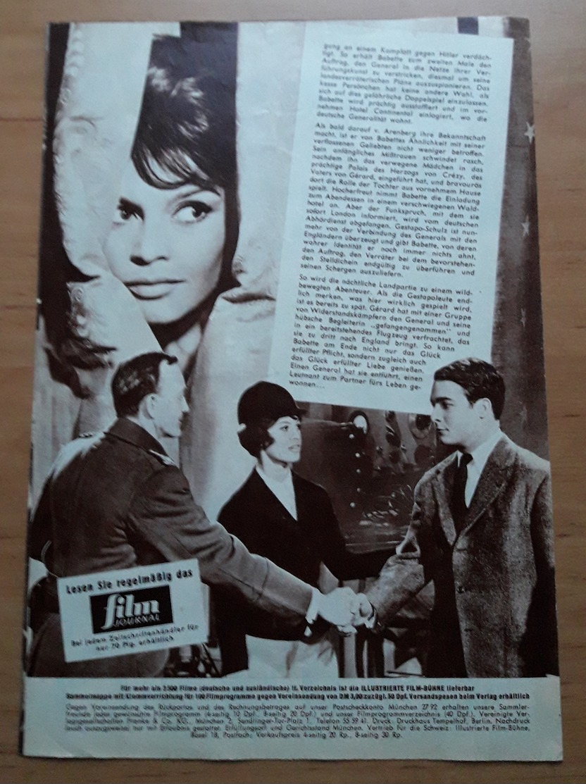 Brigitte Bardot In "Babette Zieht In Den Krieg" Mit Jacques Charrier, Hannes Messemer ... Altes IFB-Filmprogramm /a56 - Magazines