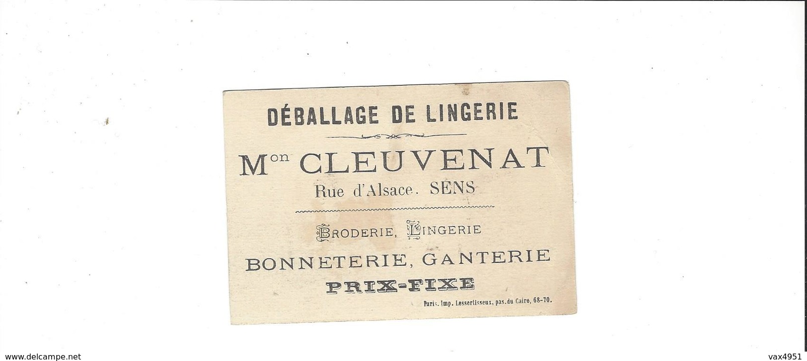 PETITE CARTE  PUBLICITAIRE  SENS   DEBALLAGE DE LINGERIE    MON  CLEUVENAT ENFANT AVEC VOILIER ***** A  SAISIR   ****** - Cartes De Visite