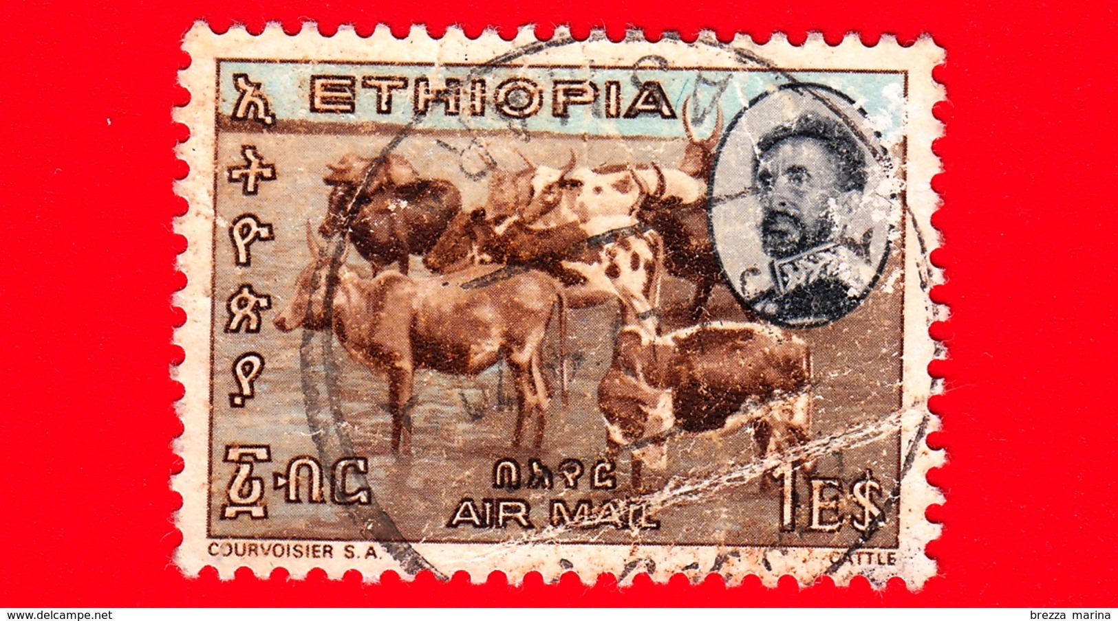 ETIOPIA - Usato - 1965 - Imperatore Haile Selassie E Panorami - Bestiame - Cattle At Water Hole - 1 - Vedi... - Etiopia