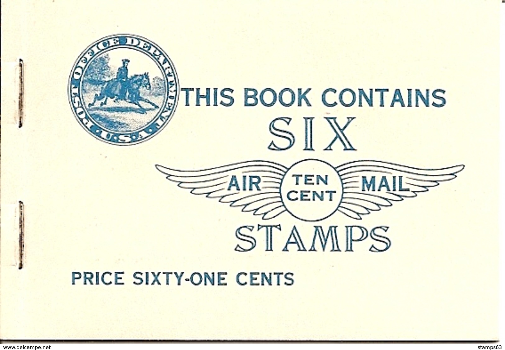 UNITED STATES (USA), 1928, Air Mail Booklet C1, 61c, Mi 0-47 - ...-1940