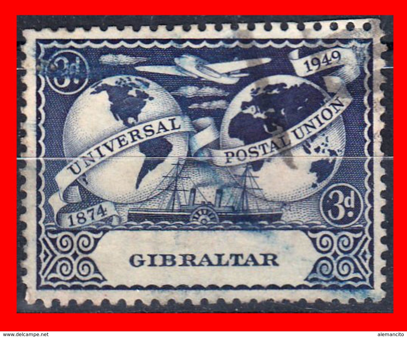 GIBRALTAR SELLO 1949 THE 75TH ANNIVERSARY OF THE UNIVERSAL POSTAL UNION - Gibraltar