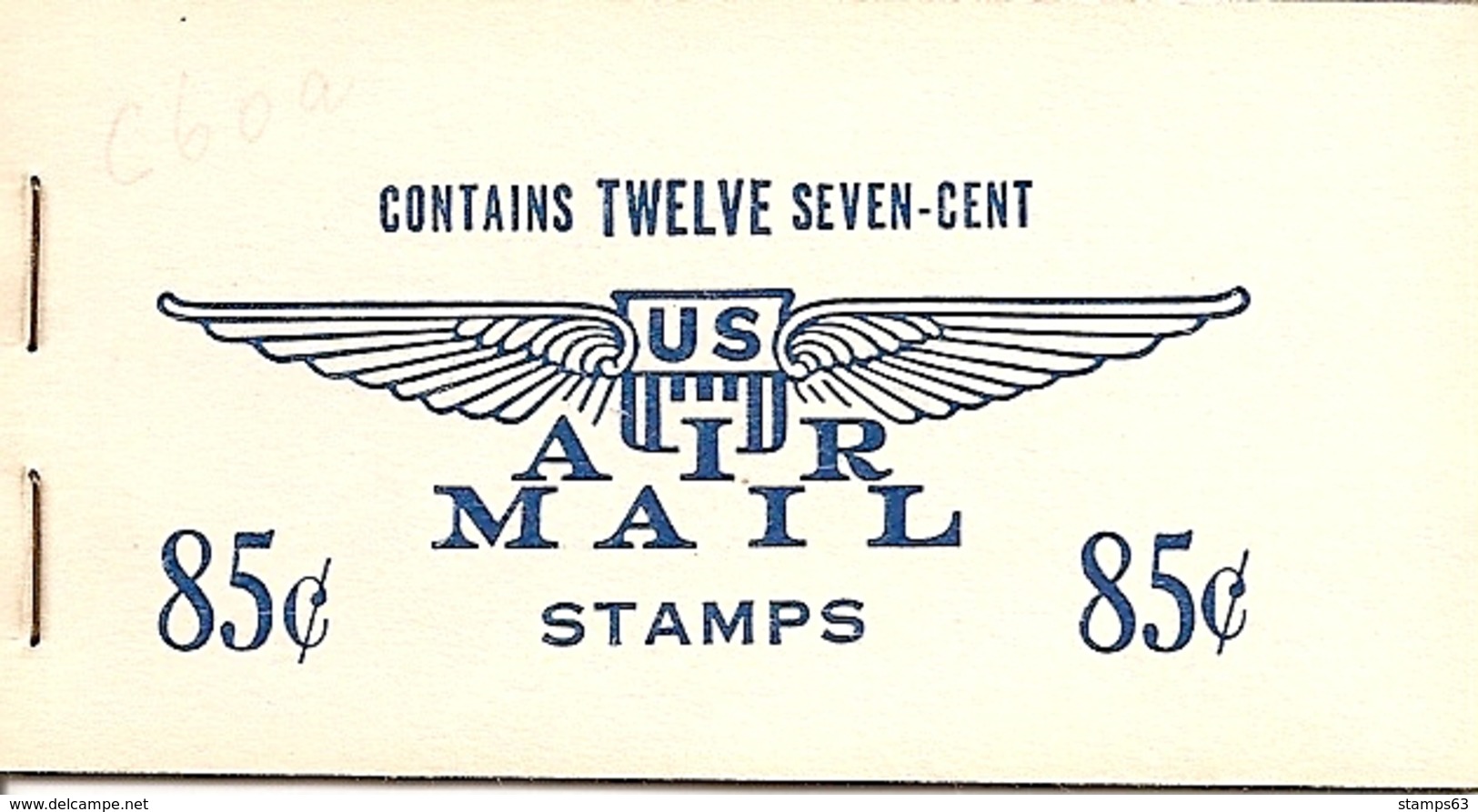 UNITED STATES (USA), 1960, Air Mail Booklet C7, 85c, Mi 0-65a - 1941-80
