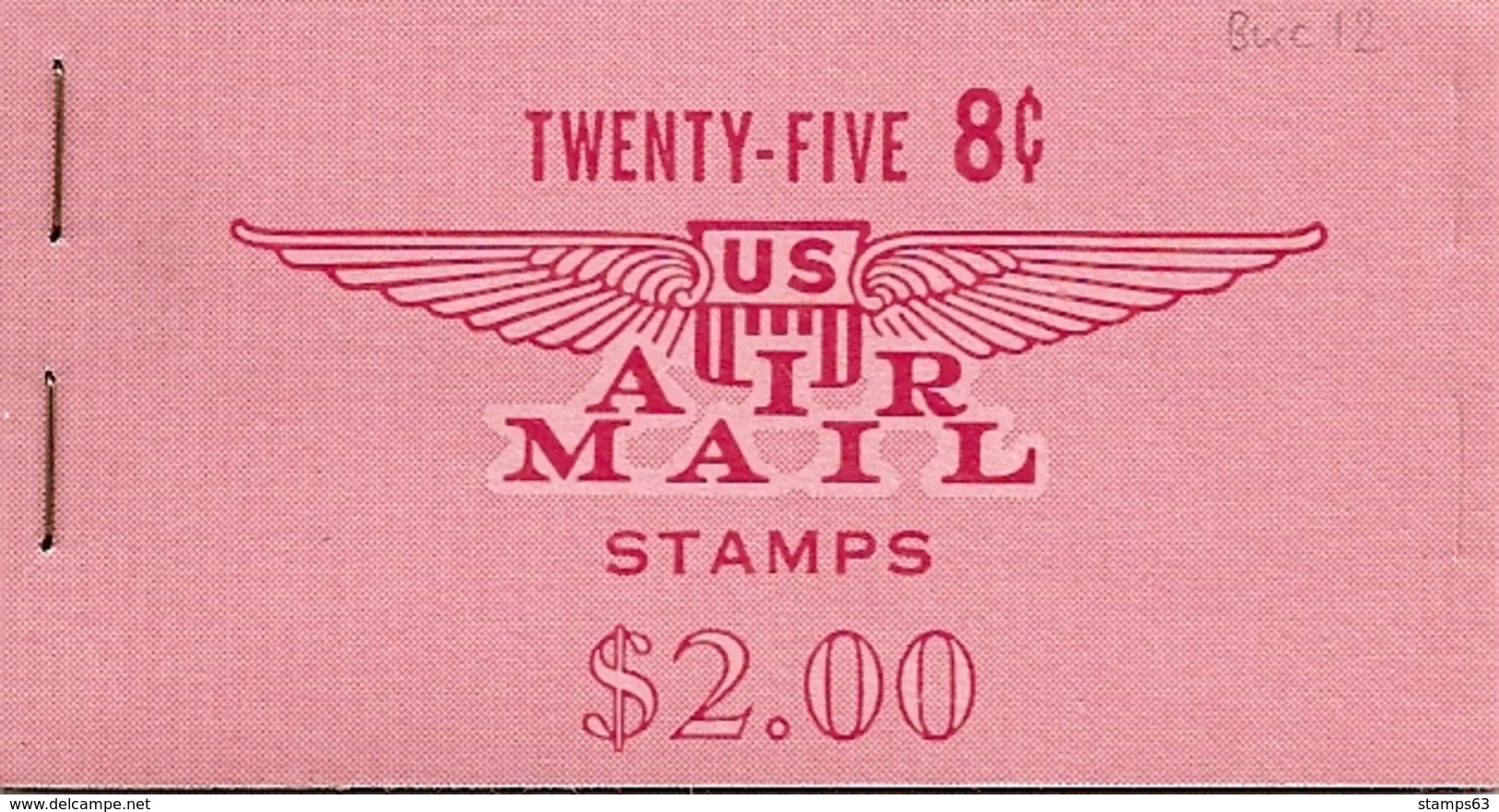 UNITED STATES (USA), 1963, Air Mail Booklet C12, $ 2.00 Red, Mi 71a - 1941-80