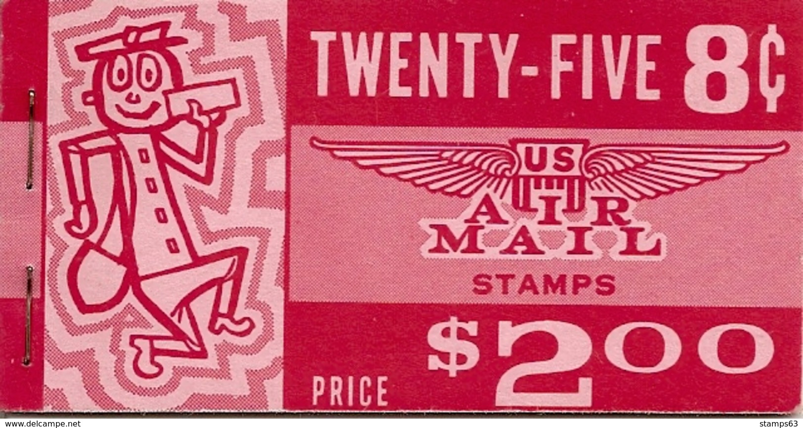 UNITED STATES (USA), 1964, Air Mail Booklet C15, $ 2.00 Red, Mi 73xb - 2. 1941-80