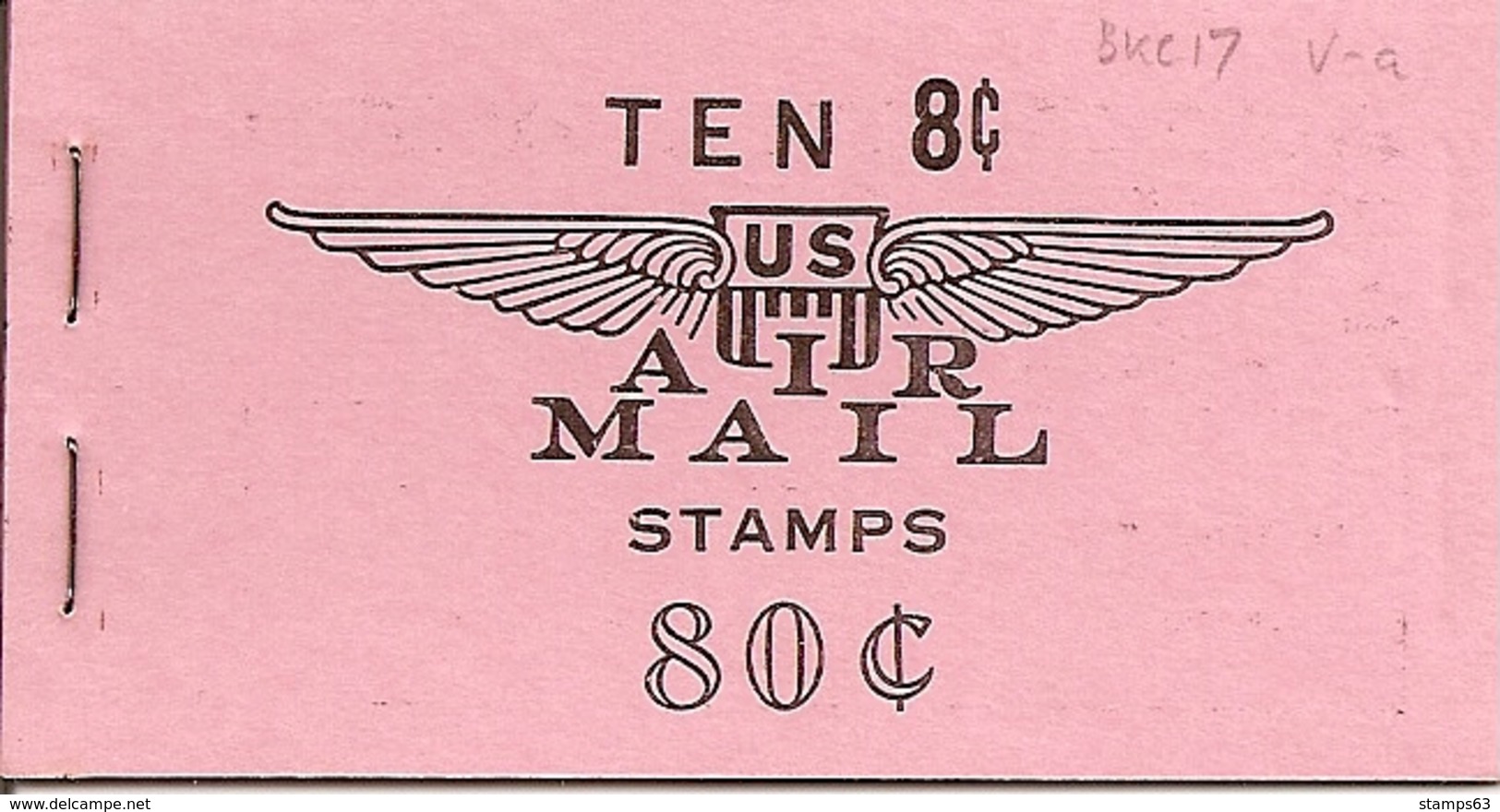 UNITED STATES (USA), 1964, Air Mail Booklet C17, 80c Black, Mi 72yb, PANES TAGGED - 2. 1941-80