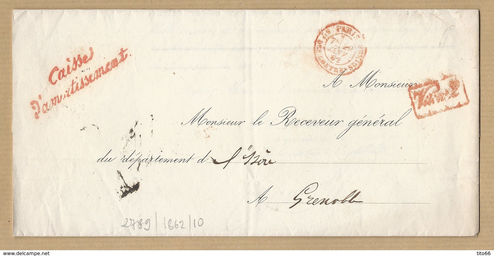 Grand Lac Dir Général Caisse Dépôts Et Consignations TAD Chambre Des Pairs PARIS 29/1/1862 Vers Grenoble TB - 1801-1848: Précurseurs XIX