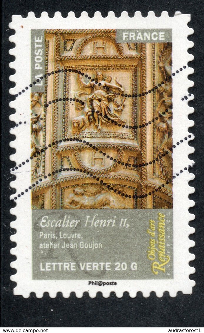 2014 Escalier Henri II, Paris Louvre, Valeur Faciale : 0,61 € Timbre Oblitéré, Objets D'Art Renaissance En France - Oblitérés