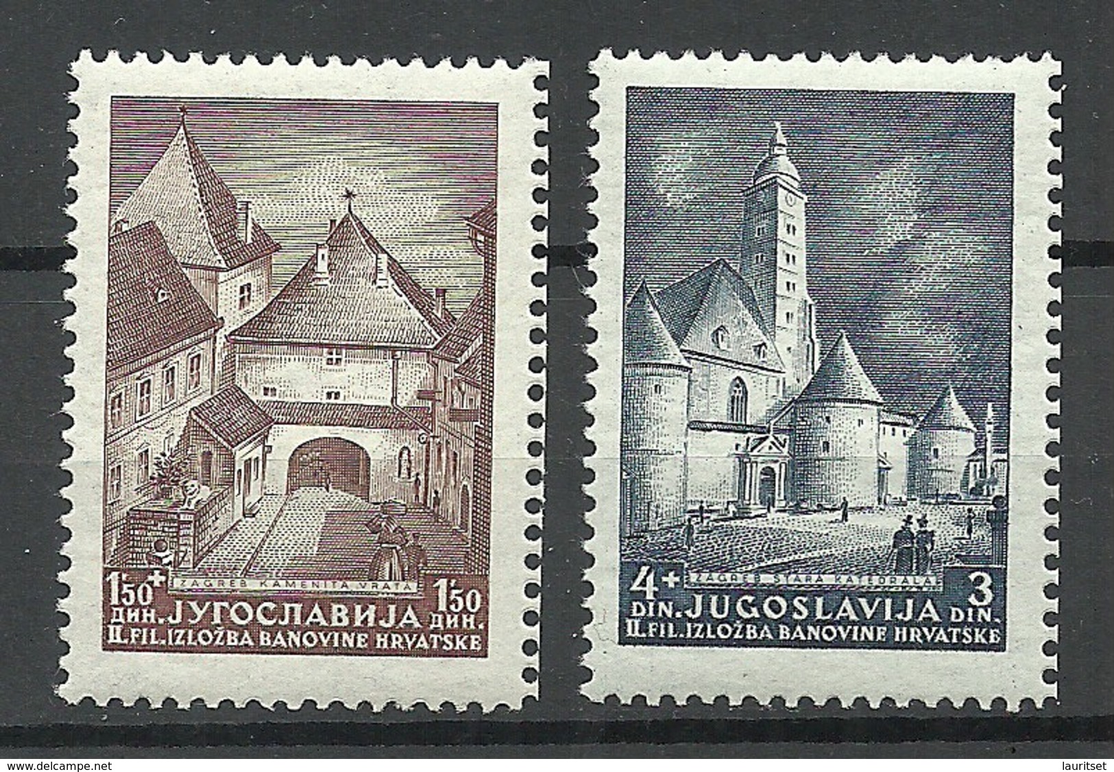 Jugoslavija KROATIA Kroatien 1941 Michel 347 - 348 Briefmarkenausstellung Zagreb MNH - Ungebraucht